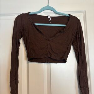 Urban Outfitters Chocolate Long Sleeve Crop Top